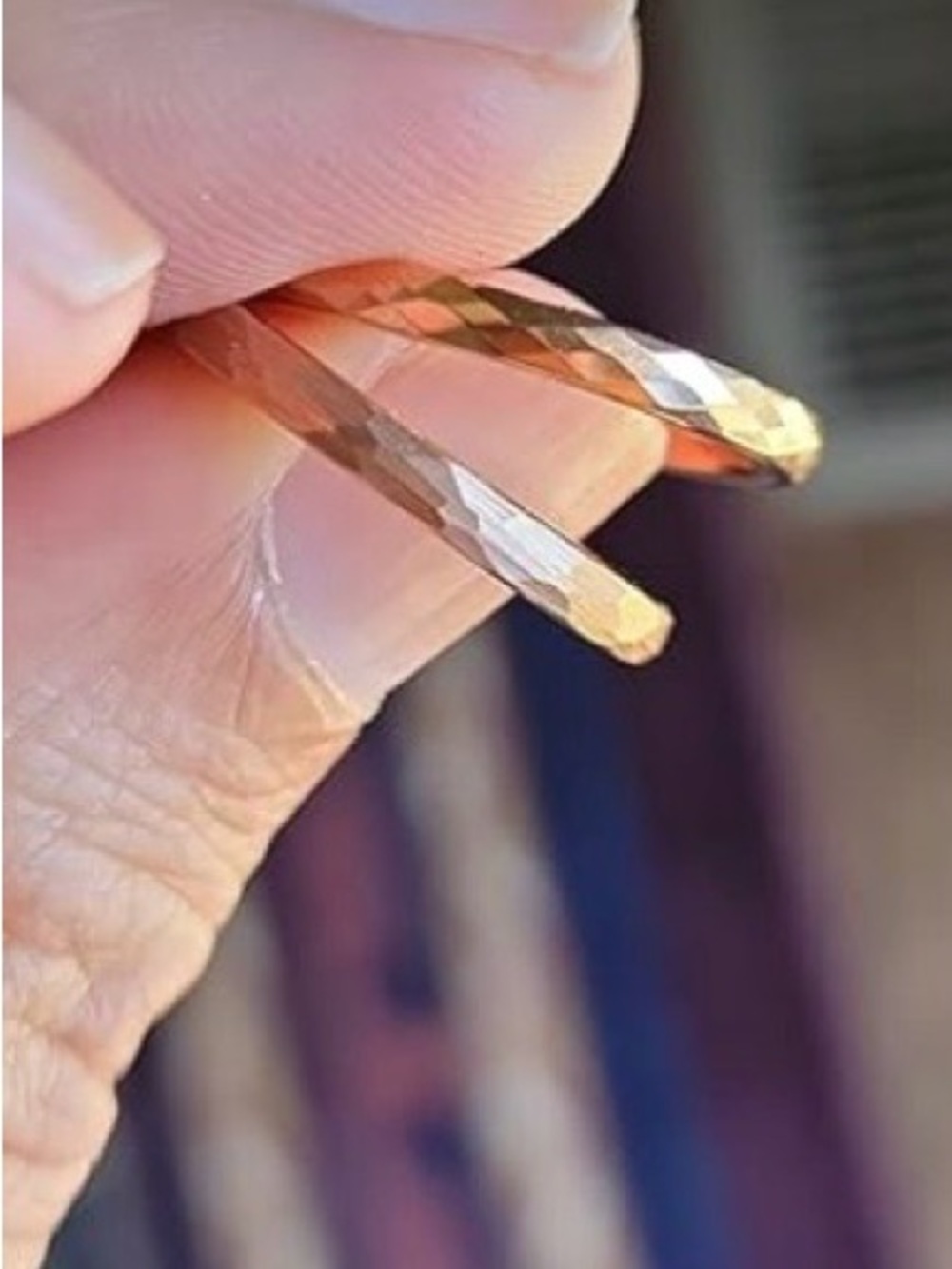 Two rose gold plated stainless steel rings